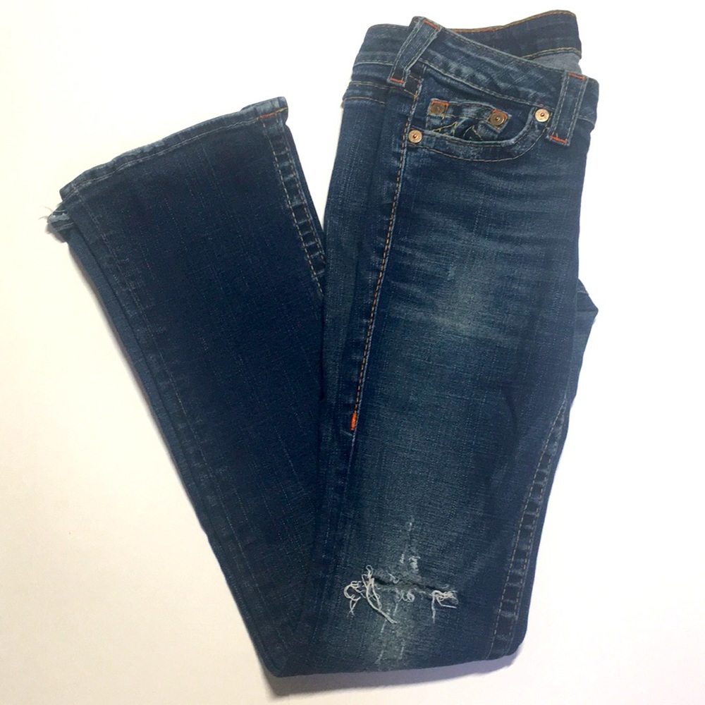 True Religion distressed boot cut jeans